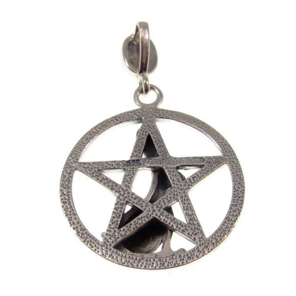 Solid 925 Sterling Silver Rabbit Ostara Pentacle Pendant, Wiccan Pagan Jewelry - Picture 8 of 9